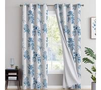 EverSoft Bedding Floral Blackout Curtains 2 Panels - 90" x 72" - Large Window Thermal Insulated & Noise Reducing Flower Print Eyelet Drapes