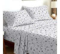 EverSoft Bedding King Size 4-Piece Luxury Sheet Set Elegant Flower Design 35cm Deep Skirt Fitted Sheet, Oversized Flat Sheet & 2 Pillowcases Floral Print Signature Soft Finish Moonlight Garden