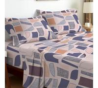 EverSoft Bedding King Size 4-Piece Luxury Sheet Set Elegant Flower Design 35cm Deep Skirt Fitted Sheet, Oversized Flat Sheet & 2 Pillowcases Floral Print Signature Soft Finish Soft Geometry