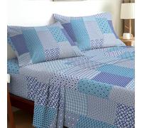 EverSoft Bedding King Size 4-Piece Luxury Sheet Set Elegant Flower Design 35cm Deep Skirt Fitted Sheet, Oversized Flat Sheet & 2 Pillowcases Floral Print Signature Soft Finish Fresh Patch