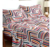 EverSoft Bedding King Size 4-Piece Luxury Sheet Set Elegant Flower Design 35cm Deep Skirt Fitted Sheet, Oversized Flat Sheet & 2 Pillowcases Floral Print Signature Soft Finish Color wave