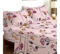 EverSoft Bedding Small Double 3-Piece Bed Sheet Set Elegant Floral Print Flower Design 35cm Extra Deep Pocket Premium Soft Luxury Flat & Fitted Sheet with 1 Pillowcases Spring Meadow