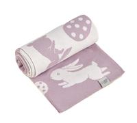 EVERSOFT FABRICS Premium Baby Blanket 350g- 100% Organic Cotton, Oeko-Tex 100 Certified, Lightweight & Soft, Ideal for Sensitive Skin, Perfect for Newborns & Toddlers (Easter Rabbit Lilac&White)