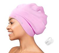 EverSport Extra Large Swim Cap for Braids and Dreadlocks, Silicone Swimming Pool Cap for Black Women Men Adult Long Thick Curly Hair Anti Slip Ear Cover Waterproof Bathing Shower Cap Keep Hair Dry