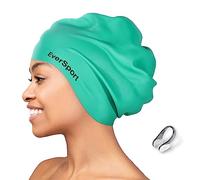 EverSport Extra Large Swim Cap for Braids and Dreadlocks, Silicone Swimming Pool Cap for Women Men Adult Long Thick Curly Hair Locs Anti Slip Ear Cover Waterproof Bathing Shower Cap Keep Hair Dry