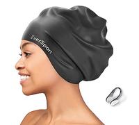 EverSport Extra Large Swim Cap for Braids and Dreadlocks, Silicone Swimming Pool Cap for Women Men Adult Long Thick Curly Hair Locs Anti Slip Ear Cover Waterproof Bathing Shower Cap Keep Hair Dry