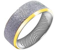 Everstone Custom Fingerprint Engrave Sparkle Dome Ring Male Female Men Women His Her Groom Bride Promise Ring Wedding Bands Titanium Ring Two Tone Color: Yellow Gold & Sparkle Silver SzJ