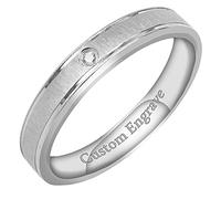 Everstone Custom Personalize Engrave Matte & Brushed Flat Ring Male Female Men Women His Her Groom Bride Promise Ring Wedding Bands Titanium Ring Color: Platinum 6MM 4MM