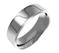 Everstone Custom Personalize Fingerprint Engrave Shiny Polish Flat Ring Male Female Men Women His Her Groom Bride Promise Ring Wedding Bands Titanium Ring Color: Platinum 6MM 4MM SzZ