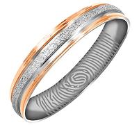 Everstone Custom Personalize Fingerprint Engrave Sparkle Flat Ring Male Female Men Women His Her Groom Bride Promise Ring Wedding Bands Titanium Ring Two Tone Color: Rose Gold & Sparkle Silver SzP