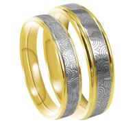 Everstone His & Her Men & Women Groom & Bride Matching Titanium Ring Set With Custom Engrave Matte & Brushed Flat Beveled Edge Matt Brushed CZ diamonds 6MM 4MM UK Size G to Z7