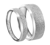 Everstone His & Her Men & Women Groom & Bride Matching Titanium Ring Set With Custom Engrave Sparkle Dome Ring 7MM 5MM UK Size G to Z7