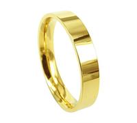 Everstone Men Women Titanium Wedding Band Engagement Promise Anniversary Ring Polished Gold Flat Shape Valentine Day Gift SzO