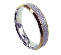 Everstone Men Women Wedding Band Engagement Promise Ring Titanium Ring Two Tone Silver Sparkle Dome Shape SzO 1/2