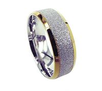 Everstone Men Women Wedding Band Engagement Promise Ring Titanium Ring Two Tone Silver Sparkle Dome Shape SzY 1/2