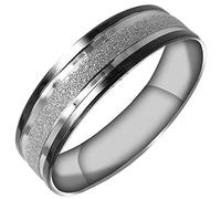 Everstone Sparkle Flat Ring Male Female Men Women His Her Groom Bride Promise Ring Wedding Bands Titanium Ring Two Tone Color Black & Sparkle Silver 6MM 4MM