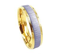 Everstone Women Two Tone Gold and Silver Matte Titanium Wedding Band Anniversary Engagement Ring Gift SzY