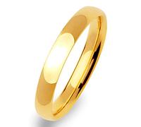 Everstone Women Wedding Band Engagement Promise Anniversary Titanium Ring Polished Gold Dome Shape Valentine Day Gift 3mm Size G