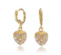 Everstone Women's Jewelry Yellow Gold Filled crystals Huggie Hoop Drop Earrings Valentine's Day Gifts Gm064