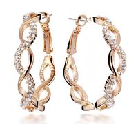 Everstone Women's Jewerly Yellow Gold Plated Crystal Hoop Earrings X'mas Gift Gm045YG 1.5 inches (Rose Gold)