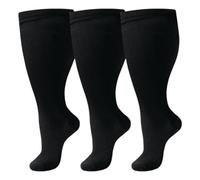 Everstride Compression Socks, 3 Pairs Plus Size Mens Soft Support Compression Socks for Men Women (XXL,3PCS-Black)