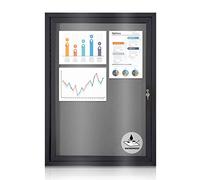 EVERSUPPLY Enclosed Bulletin Board Outdoor Noticeboard with Locking Door, Weather-Resistant, Grey Felt, Black Aluminum Frame, 36 x 24 in