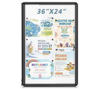 EVERSUPPLY Enclosed Bulletin White Board 36x24 in, Lockable Wall Display Case for Office School Home Commercial, Tamperproof and Shatter Resistant, Black Aluminum Frame
