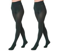 EVERSWE 2 Pairs Pack Women's Opaque Tights (XXL-3XL,Forest Green)