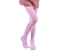EVERSWE Girls Tights, Semi Opaque Footed Tights, Microfiber Dance Tights 40Den (Pink,8-10)