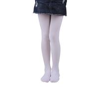 EVERSWE Girls Tights, Semi Opaque Footed Tights, Microfiber Dance Tights 40Den (White,8-10)