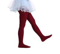 EVERSWE Girls Tights, Semi Opaque Footed Tights, Microfiber Dance Tights 40Den (Wine Red,8-10)