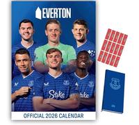 Everton Calendar 2026 A3 Wall Calendar & Everton Slim Pocket Diary Gift Set with FREE Organising Stickers Included