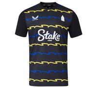 Everton FC Castore Men's Third Short Sleeve Shirt, Black Onyx/Surf The Web/Minion Yellow, XXL