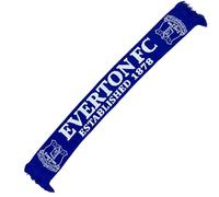 Everton FC Established 1878 Reversible Scarf, Royal Blue and White with Club Crest, Tassels, Official Product