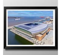 Everton Gifts, Bramley Moore Dock Stadium Framed Print. Football Club Memorabilia, The Toffees, Wall Art, River Mersey, Merseyside. (Black, 53cm x 43cm, Framed)