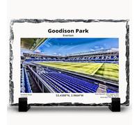 Everton Goodison Park Stadium Slate Plaque with Stand - 200mm x 150mm - Coordinates Gift for Toffees Fans