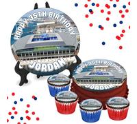 Everton NEW Bramley-Moore Dock Stadium PERSONALISED Edible Cupcake Toppers / 8" Inch Cake Wafer or Icing - Football Birthday Decorations - Perfect for Brownies, Cookies, Muffins & More!
