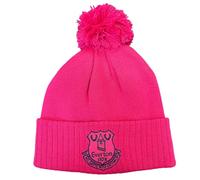 Everton Official Tonal Ribbed Turn Up Bobble Hat Pink Junior