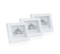 Classic by Casa Chic Solid Wood 4x6 inch Photo Frames White 10x15 Centimetres Pack of 3 Picture Frames with Mount Glass Front Frame Width 2...