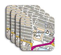Everton Stadium Map Coaster Set, Goodison Park Stadium Map Set of 4 Coasters, Coaster Gift Set for Everton Supporter