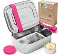 Everusely - Bento Box - Dragon Fruit, 37oz / 1.1 L - Stainless Steel Lunch Box with Leakproof Condiment Container - 3 Compartment Snack Container Office Meals - Freezer & Dishwasher Safe