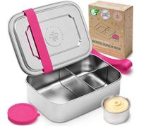 Everusely - Bento Box - Dragon Fruit, 47oz / 1.4 L - Large Stainless Steel Lunch Box with Leakproof Condiment Container - 3 Compartment Snack Container Office Meals - Freezer & Dishwasher Safe