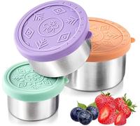 Everusely - Stainless Steel Food Containers - 3 Pack, Bright - Lunch Box for Kids - Snack Containers for School, Office, Home Food Storage - Leakproof with Silicone Lids - Dishwasher & Freezer Safe