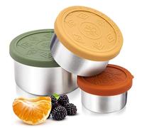 Everusely - Stainless Steel Food Containers - 3 Pack, Muted - Lunch Box for Kids - Snack Containers for Office, Home Food Storage - Leakproof w/Silicone Lids - Dishwasher & Freezer Safe