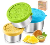 Everusely - Stainless Steel Food Containers - 3 Pack, Summer - Lunch Box - Snack Containers for Office, Home Food Storage - Leakproof with Silicone Lids - Dishwasher & Freezer Safe