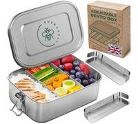 Everusely - Stainless Steel Lunch Box - 1200 ml, 2 Adjustable Dividers - Leakproof Snack & Salad Bento Containers for Adults & Kids - Food Storage Boxes with Lids for Work
