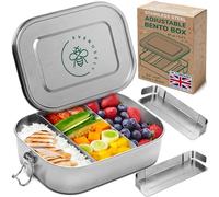 Everusely - Stainless Steel Lunch Box - 1400 ml, 2 Adjustable Dividers - Leakproof Snack & Salad Bento Containers for Adults & Kids - Food Storage Boxes with Lids for Work