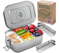 Everusely - Stainless Steel Lunch Box - 800 ml, 2 Adjustable Dividers - Leakproof Snack & Salad Bento Containers for Adults & Kids - Food Storage Boxes with Lids for Work