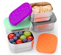 Everusely - Stainless Steel Snack Containers - 8 oz / 230 ml, 4-Pack, Flavourful - Leakproof Food Storage Boxes + Lids for Travel - Reusable Containers for Adults - Small Boxes for Portion Control