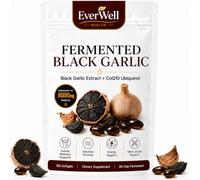 Everwell Fermented Black Garlic - CoQ10 Ubiquinol Softgels, Everlywell Odorless Garlic Supplement, Gluten-Free, 180 Softgels (1Pcs)